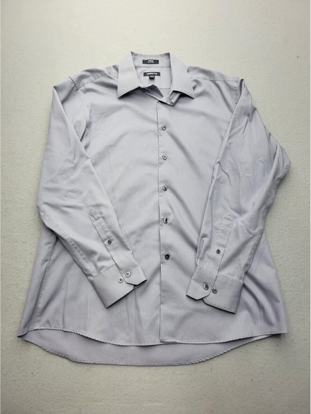 Claiborne Men Button-Up 16 1/2 34-35 Gray Slim 100% Cotton Long Sleeve China